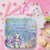 海スプラッシュ誕生日パーティーの下の人魚 ペーパープレート (パーティー)