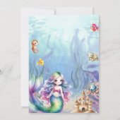 海スプラッシュ誕生日パーティーの下の人魚 招待状 (裏面)