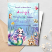 海スプラッシュ誕生日パーティーの下の人魚 招待状