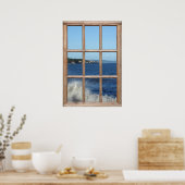 海スプレーで窓から眺める ポスター (キッチン)