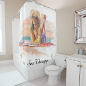 *~海セラピービーチヤングガールサンセットAR29 シャワーカーテン (インサイチュ)