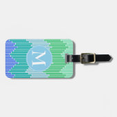 海タイルの幾何学的パタモノグラムのーン ラゲッジタグ (正面横)