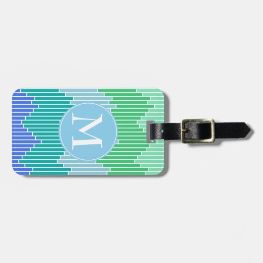 海タイルの幾何学的パタモノグラムのーン ラゲッジタグ (正面横)