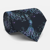 海タコインディゴブルーマウブグリーンアンダーウォーター ネクタイ (ロール)