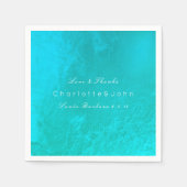 海ティファニーアクアメタルビーチ結婚式ブライダル スタンダードカクテルナプキン (正面)