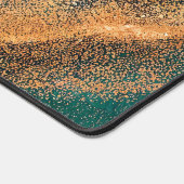 海ティール（緑がかった色）とブロンズ抽象芸術アート デスクマット (コーナー)