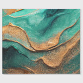 海ティール（緑がかった色）とブロンズ抽象芸術アート ラッピングペーパー (フラット)