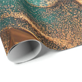 海ティール（緑がかった色）とブロンズ抽象芸術アート ラッピングペーパー (ロールコーナー)
