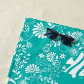 海ティール(緑がかった色)パターン ビーチタオル (インサイチュ)