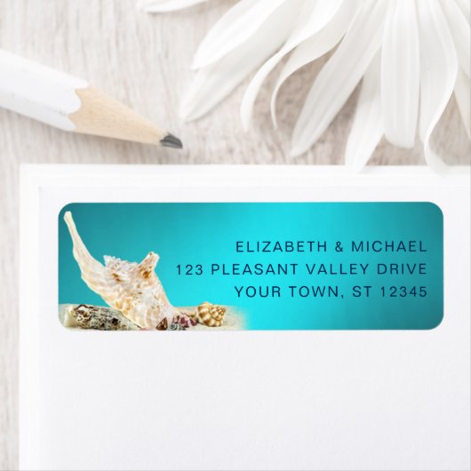 海ティール（緑がかった色）ブルーアクアシーシェルビーチ住所 シール (インサイチュ)