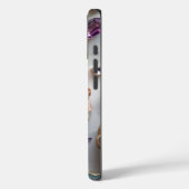 海ティール（緑がかった色）Geodeとアメジスト宝石 – Crystal Marb Case-Mate iPhoneケース (裏面 / 左)