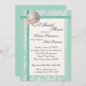 海テーマシーフォームグリーンウェディングシャワー 招待状 (正面/裏面)
