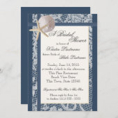 海テーマネイビーブルーウェディングシャワー 招待状 (正面/裏面)