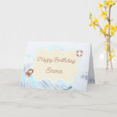 海テーマパーソナライズされたハッピーバースデー カード (黄色い花)