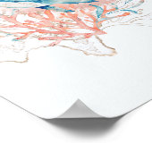 海テーマピンク&ブルーウォーターカラーホエールシー ポスター (角)