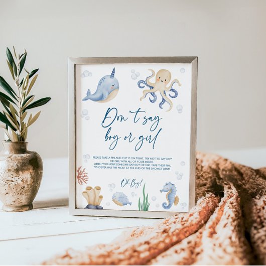 海テーマベビーシャワーゲームサイン ポスター