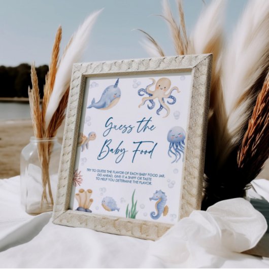 海テーマベビーシャワー推測ベビー食品の兆候 ポスター