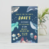 海テーマ誕生日招待状カード 招待状 (スタンド正面)