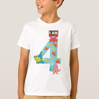 海テーマ4歳の誕生日 Tシャツ