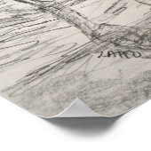 海ディスカバービーチデイペンシルアートスケッチ ポスター (角)