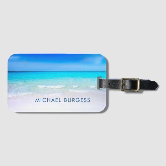 海トラベルビーチシーライフアクアブルー ラゲッジタグ (正面横)