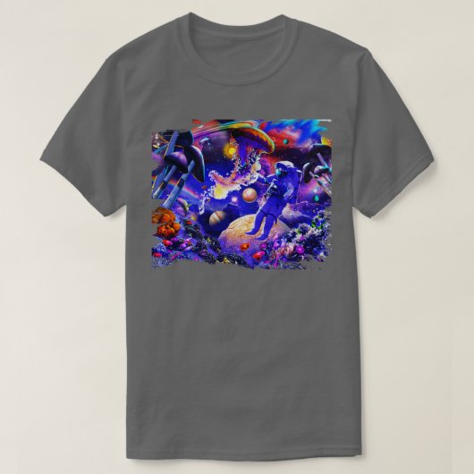 海トリップ(幻覚体験)のような飛行士 Tシャツ (デザイン正面)