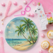 海トロピカルアイランドビーチブライダルシャワー ペーパープレート (パーティー)