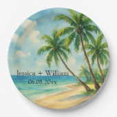 海トロピカルアイランドビーチ結婚式ありがとう ペーパープレート (正面)