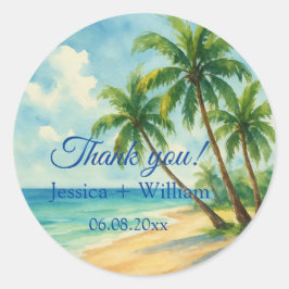 海トロピカルアイランドビーチ結婚式ありがとう ラウンドシール