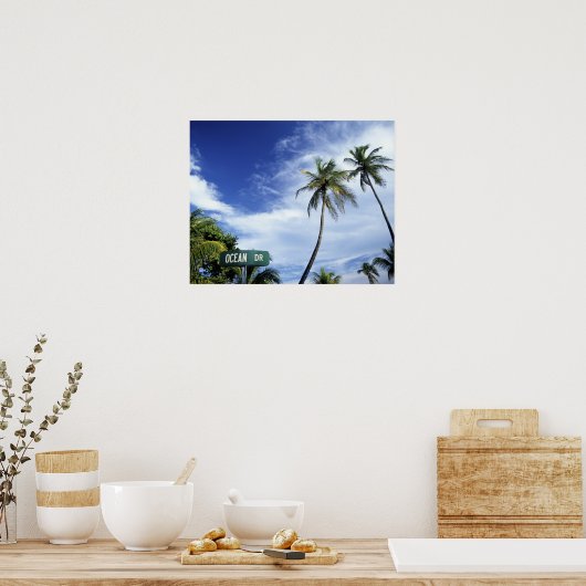 海ドライブの道路標識、南ビーチ、マイアミ、フローリド ポスター (キッチン)