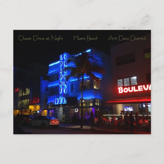 海ドライブマイアミビーチアールデコ地区アットナイト ポストカード (正面)