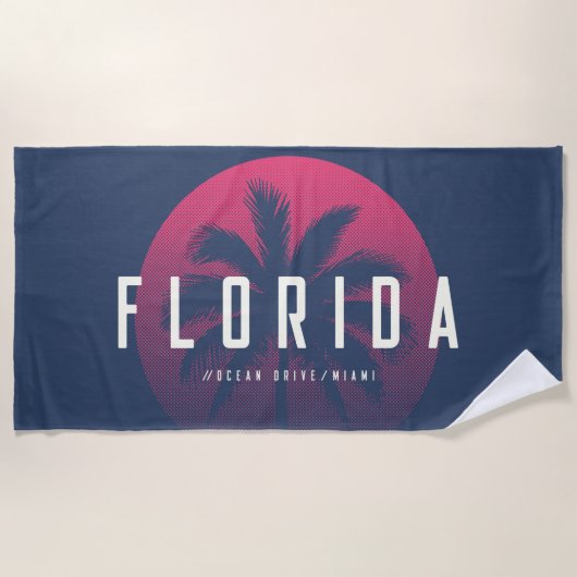 海ドライブマイアミフロリダ ビーチタオル (正面)
