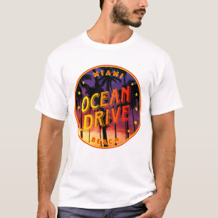 海ドライブ,マイアミ,フロリダ州サンセットパームツリーズ Tシャツ