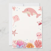 海ドルフィンガールベビーシャワーの下のピンクのアホイー 招待状 (裏面)