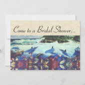 海ドルフィンシーウミガメブライダルシャワー招待状 招待状 (正面)