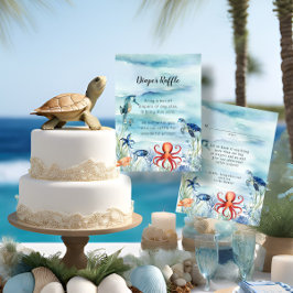 海ドルフィンタートルブルーおむつラッフルの下 エンクロージャーカード