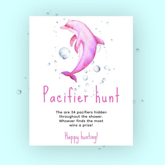 海ドルフィン – おしゃぶり狩りゲーム赤ちゃんシャワー ポスター