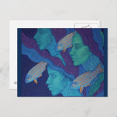 海ノマド、航海のファンタジーアートメルメイド&フィッシュ ポストカード (正面/裏面)