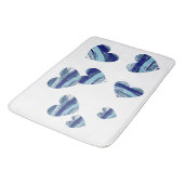 海ハート青と白のハート バスマット (アングル)