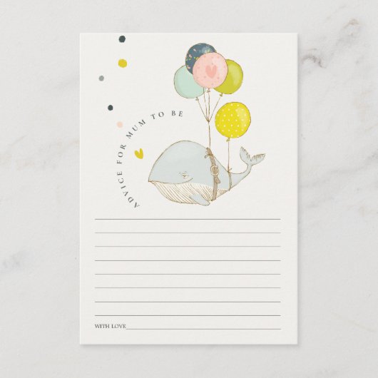 海バルーンホエーアドバイスムーム赤ちゃんシャワー エンクロージャーカード (正面)