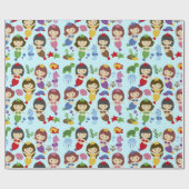 海パターンの下のかわいい水泳のチビ(小さくかわいく書いた感じ)の人魚 ラッピングペーパー (フラット)