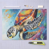 海パレッカラフルト:ウミガメの切り離し 薄葉紙 (クラフト)