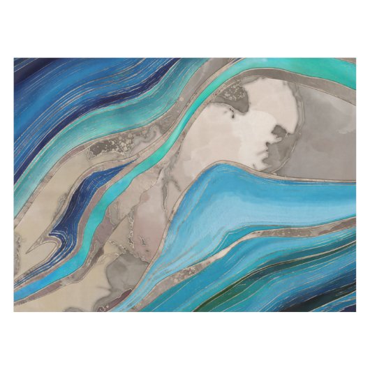 海パレットとトープ大理石 テーブルクロス (正面(横))