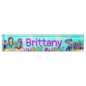 海パーソナライズされたの下の人魚、魚、珊瑚 デスクネームプレート (正面)