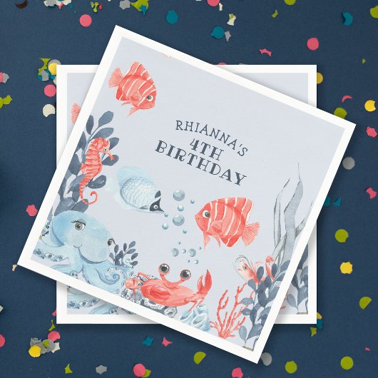 海パーソナライズされたの下の子供たち スタンダードカクテルナプキン