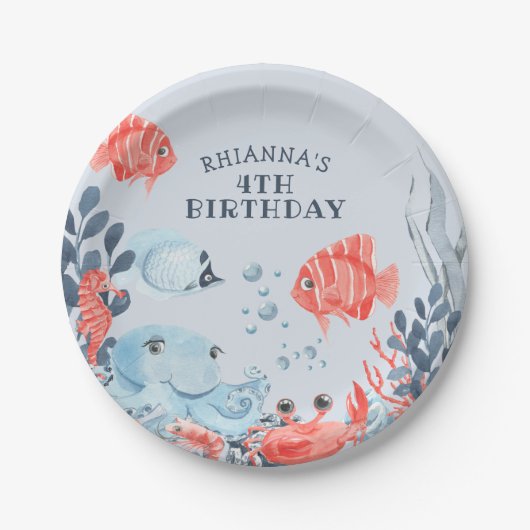 海パーソナライズされたの下の子供たち ペーパープレート (正面)