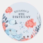 海パーソナライズされたの下の子供たち ラウンドシール (正面)