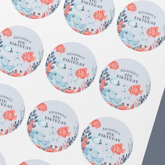 海パーソナライズされたの下の子供たち ラウンドシール