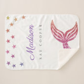 海パーソナライズされたの尾の下の人魚 シェルパブランケット (正面(横))