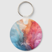 海パーソナライズされたカラフルアルコールインクに沈む キーホルダー (裏面)